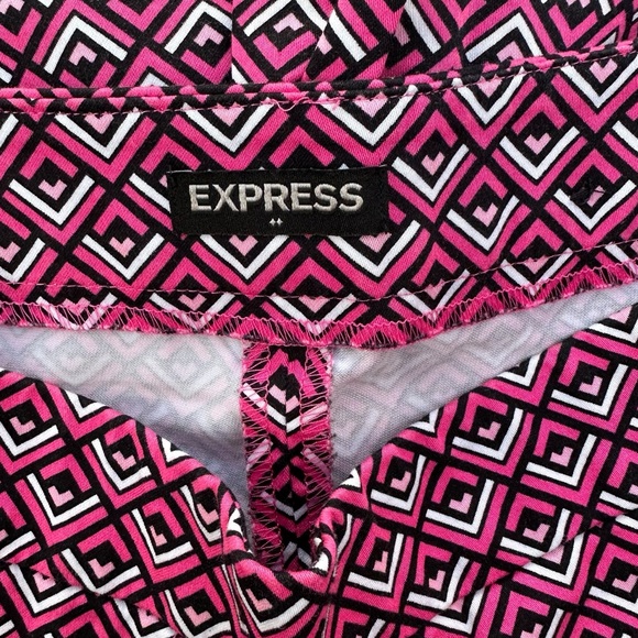 Express Women’s Shorts Size 0 – Bright Pink Black Geometric Print Side Zip - Picture 8 of 8